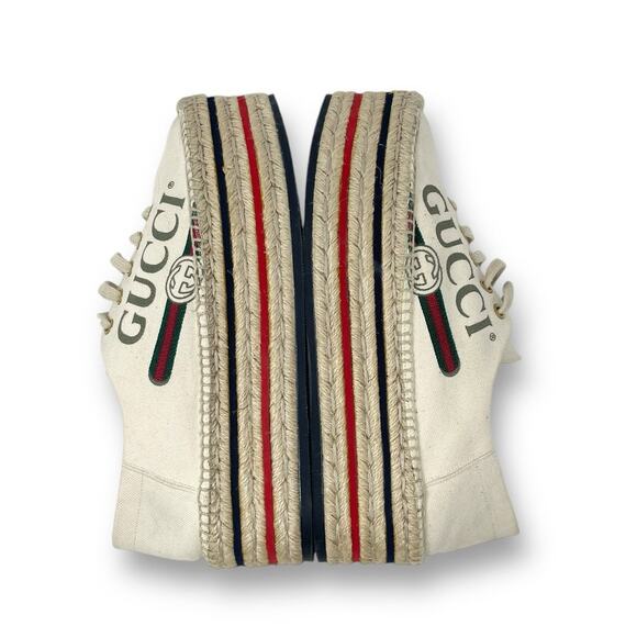 Gucci Lilibeth GG Web Logo Canvas Lace Up Espadrille Platform Sneaker Cream EU40 - Picture 3 of 14